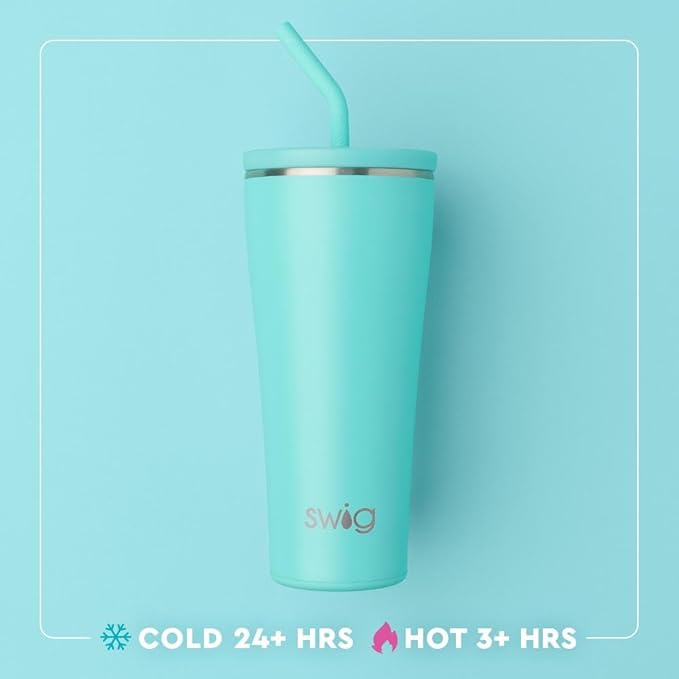 Swig Life 32oz Straw Tumbler, Travel Coffee Tumbler with Lid, Cup Holder Friendly Travel Coffee Mug, Stainless Steel, 32 oz Reusable Insulated Coffee Mug (Saturdays In Baton Rouge)