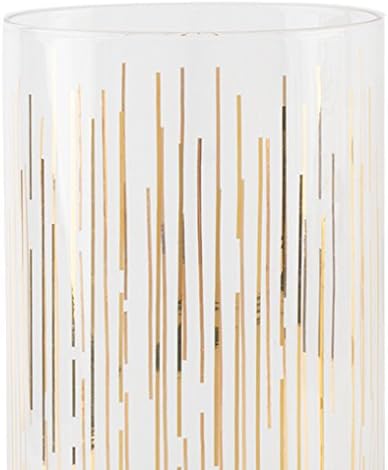 Mikasa 'Cheers' Etched Crystal Highball Cocktail Glasses, 470 ml – Gold Effect (Set of 4)