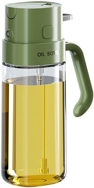 MYLF 550ml Oil Spritzer Bottle, Mist Olive Oil Dispenser, Kitchen Cooking Olive Oil Sprayer, Transparent Glass, for Air Fryer, Salad, Frying, BBQ (Green) (1)