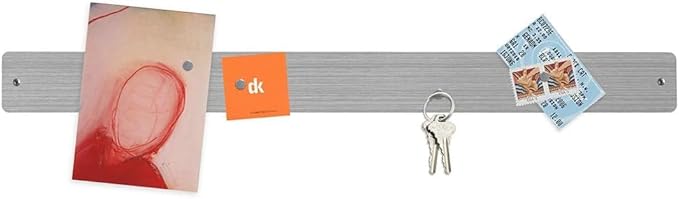 Three by Three Seattle Large Magnetic Strip Bulletin Board (3-Pack) – 28″ × 2.5″ Metal Magnetic Display Board with 12 Neodymium Magnets Each (Stainless)
