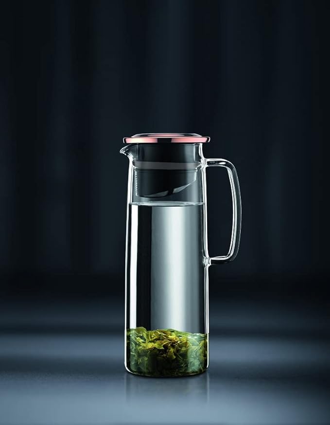Bodum 11575-18S Biasca Tea Jug, 47.2 fl oz (1,200 ml), Copper Tea, Green Tea, Chinese Tea, Herbal Tea, Fruit Tea, Stainless Steel Filter, Glass Beaker, Dishwasher Safe