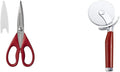 KitchenAid 8.72-Inch Stainless Steel Shears and 9-Inch Pizza Wheel with Sharp Blade and Built In Finger Guard, Red