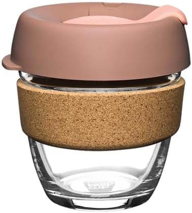 KeepCup Brew Cork, Reusable Glass Tumbler with Natural Cork, Short Coffee Cup 8oz/227ml - Frappe