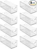 mDesign Plastic Closet Organizer with Handles - Storage Basket Bin for Closet Shelf Organization - Stackable Container for Organizing Clothes and Laundry Supplies - Ligne Collection - 8 Pack - Clear