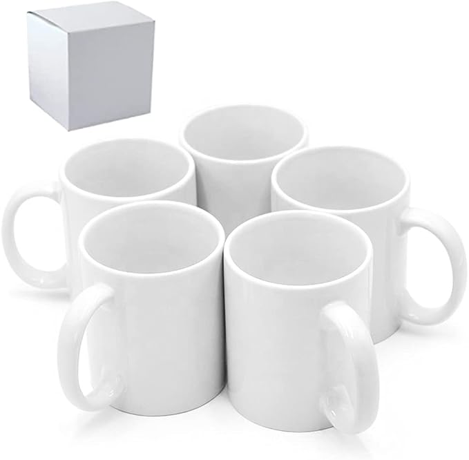 Sublimation Coffee Mugs 11oz White Blank Ceramic Cups For Tea Cocoa With White Box Packing Set of 12Pcs