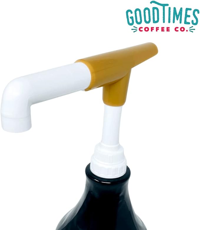 Good Times Coffee Co. Sauce Pump Dispenser (Pack of 2), Fits 87.3 to 90.4 Ounce Bottles, Gold
