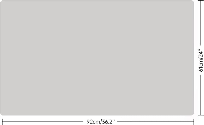 Kitchen Countertops Silicone Mat,36x24 Inch Heat Resistant Non-Slip Protector Mat,Cut-to-Fit Durable Drawers&Desks Liner, 1.5mm Thick Gray Shelf Liner