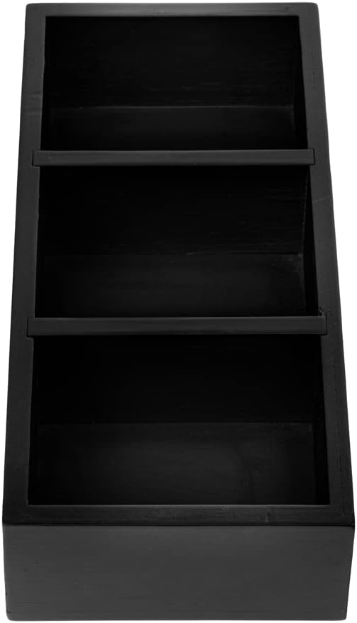 Restaurantware-9.5 x 4.25 x 2 Inch Coffee Condiment Organizer, 1 Rectangle Creamer Organizer - 3 Compartments, Black Bamboo Coffee Accessory Caddy, Won't Chip, For Tea And Sugar Packets