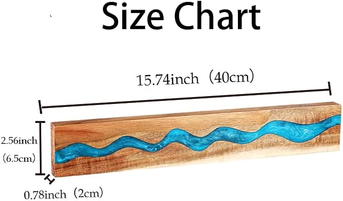 Magnetic Knife Holder, 15.7 Inch Walnut Wood and Resin Magnetic Knife Bar for Wall, Heavy Duty Magnet Holds 8 Knives, Handcrafted Light Blue (Sapphire Dream)