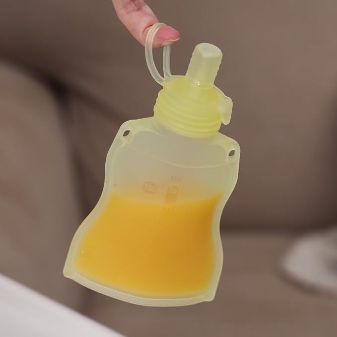 haakaa Silicone Yummy Pouch 4.5 oz – Reusable Silicone Snack & Smoothie Pouch, Refillable, Leak-Resistant, Dishwasher Safe, Eco-Friendly Food Storage for Babies Kids & Toddlers (4-PK, Lemon)
