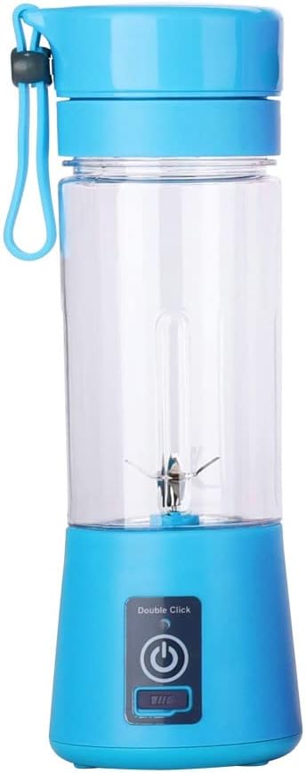 Portable Blender Smoothies Personal Blender Mini Shakes Juicer 380 ml Cup USB Rechargeable Cordless Shaker Bottle (Blue), 8x3 (Q2-6888)