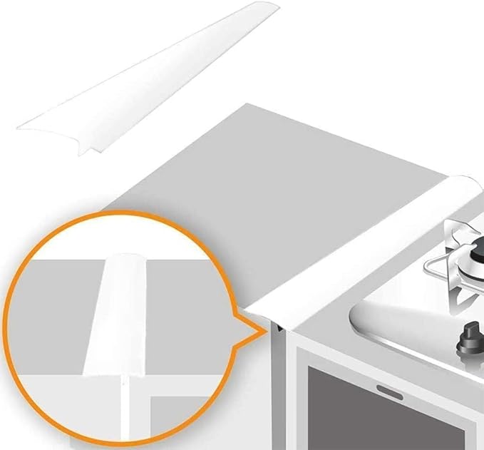 Linda’s Essentials Silicone Stove Gap Covers (2 Pack), Heat Resistant Oven Gap Filler Seals Gaps Between Stovetop and Counter, Easy to Clean Stove Gap Guard (30 Inches, White)