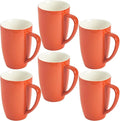 homEdge Porcelain Mug Set, 16 Ounces Cup for Tea, Latte, Mocha, Hot Chocolate, Set of 6, Orange