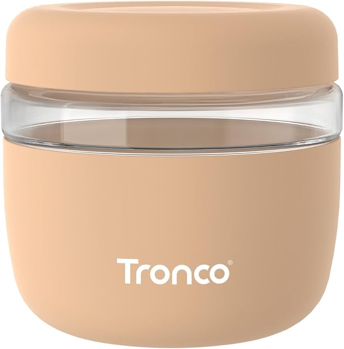 Tronco 24 oz Glass Food Storage & Lunch Bowl Containers with Airtight Lids | Leak & Spill Proof Meal Prep Container & Food Storage Jar for Lunch, Salad, Oats, Soup, BPA-Free, Microwave & Dishwasher Safe