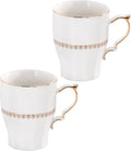 KAMMAK Ceramic Mug Set of 2, 9.8oz Elegant Coffee and Tea Cups, Vintage Breakfast Mugs, Porcelain Cup Ideal for Birthday - Afternoon Tea & Housewarming Gifts (YFH20)
