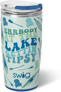 Swig Life 22oz Insulated Tumbler, Travel Coffee Tumbler with Lid, Cup Holder Friendly Travel Coffee Mug, Stainless Steel, 22 oz Tumblers, Reusable Insulated Mug with Lid (Errbody Lake)