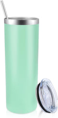 Volhoply 20 oz Skinny Tumbler with Lid and Straw, Stainless Steel Straight Tumblers Cup, Vacuum Insulated Coffee Mug for Home, Office, Travel, DIY (Mint,1 Pack)