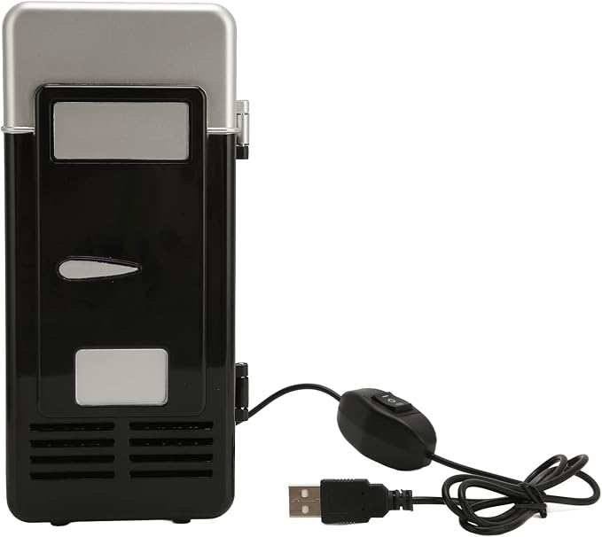 Mini USB Fridge Cooler Beverage Drink Cans Cooler Warmer Refrigerator for Laptop Bedroom, Portable Cold Fridge for Soda Single Can Cooler Red USB Powered Retro Fridge Desk Office