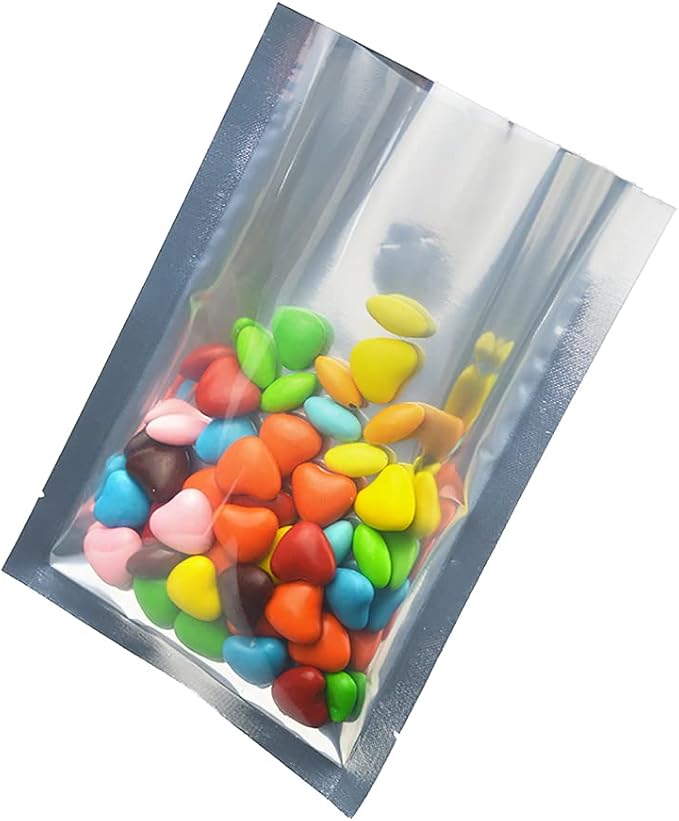 200 Pack Silver Aluminum Foil Pouch (Inner Size 1.6x2.4 inch) Heat Seal Window Plastic Open Top Vacuum Packaging Mylar Bags Food Small Sample Packets Mylar Storage with Tear Notch 1.9x2.7 inch