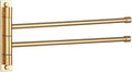 GERZWY Bathroom Swing Arm Towel Bars 2-Arm Wall Mount Stainless Steel Bath Towel Rack Hanger Towel Holder Organizer Gold Finished HYG02-BE