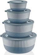 Mixing Bowls with Lids, 8-Piece Airtight Leak-Proof Nesting BPA-Free Prep Bowl Set for Kitchen & Food Storage, Large 4200ml Capacity, Microwave & Dishwasher Safe