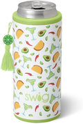 Swig Life Skinny Can Cooler, 12oz Insulated Slim Can Holder, Stainless Steel Cans Cooler, Covers for Tall Beer Bottles, Beach Accessories for Women (Taco Night)