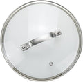 9 Inch Clear Glass Pot Lid for Frying Pan Replacement Cover Can Withstand 356°F (180℃) with Stainless Steel Arch Bridge Handle,Matte Silver