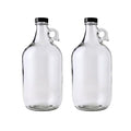 FastRack - 0.5 Gallon Glass Jugs | 2 Pack with Polyseal Caps | Clear Half Gallon Glass Jug Ideal for Beverage Storage, Versatile 1/2 G Jug with Airtight Cap for Fermenting & Storing Liquids