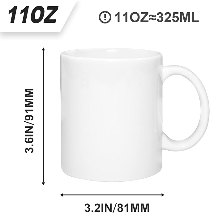 MR.R Set of 36 Sublimation Blanks Dishwasher White Ceramic Coffee Mugs 11oz Blank Ceramic Classic Drinking Cup Mug For Milk Tea Cola Water