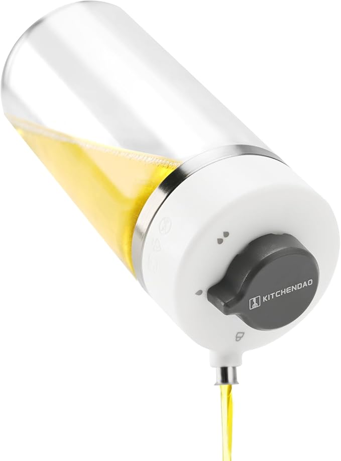 KITCHENDAO Heavy-Duty Garlic Press and Precision Pour Glass Oil Dispenser