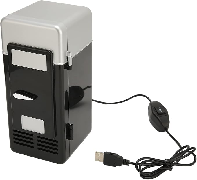 Mini USB Fridge Cooler Beverage Drink Cans Cooler Warmer Refrigerator for Laptop Bedroom, Portable Cold Fridge for Soda Single Can Cooler Red USB Powered Retro Fridge Desk Office