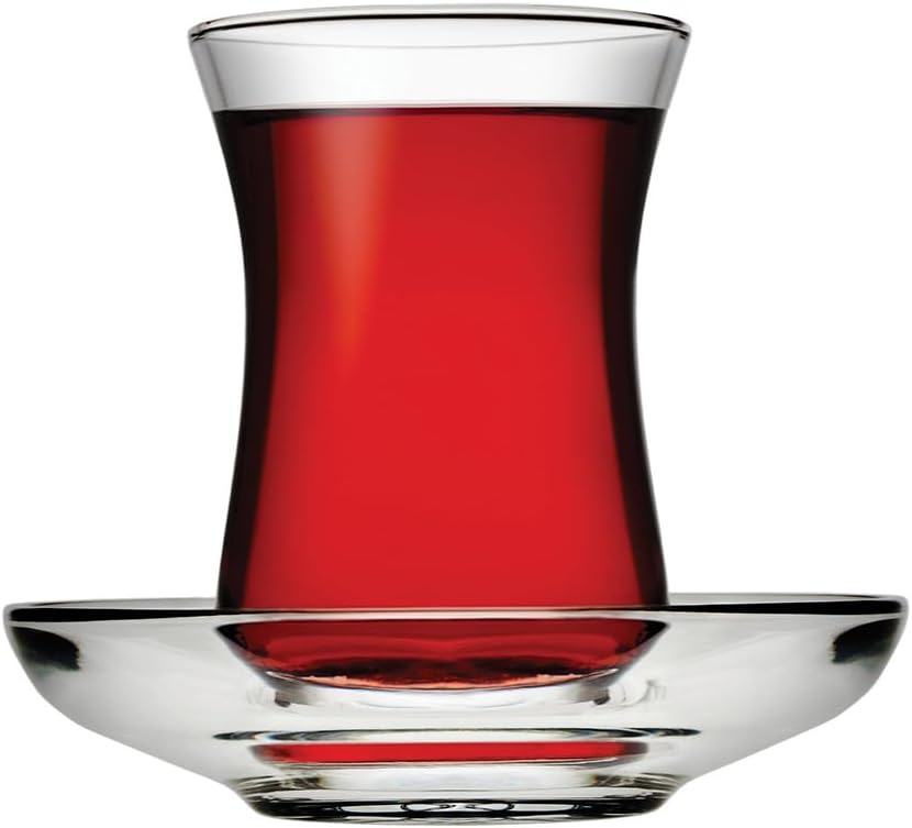 Pasabahce Premium Turkish Tea Cups and Saucers, Set of 12, Perfect for Tea Party, Gifts, Housewarming, Weddings, Anniversary