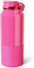 BrüMate Rise 35oz Water Bottle With 100% Leakproof Covered Silicone Straw | Insulated Stainless Steel Water Bottle With Removable Straw | Fast Flow | Soft Sip Silicone Spout | BPA-Free (Neon Pink)