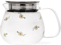 High Borosilicate Glass Water Pitcher With Filter Cover, 16.5oz Small Teapot For Juice, Milk, Hot & Cold Drinks