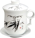 GOLDY&WENDY 4 Pieces Chinese Ceramic Tea Cup Sets Anti-scalding Handle Design Coffee Mug Porcelain Personal Tea Cup
