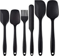 Spatulas Set of 6, Food Grade Silicone Spatulas Rubber Heat Resistant, Stainless Steel Core, Kitchen Utensils Nonstick for for Cooking, Baking and Mixing (Black)