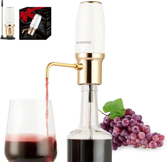 Electric Wine Aerator Dispenser Electric Smart Decanter Professional USB Rechargeable Wine Decanter With Upgraded Adjustable Stainless Steel Telescopic Connecting Tube Wine Gift for Mom Wife…