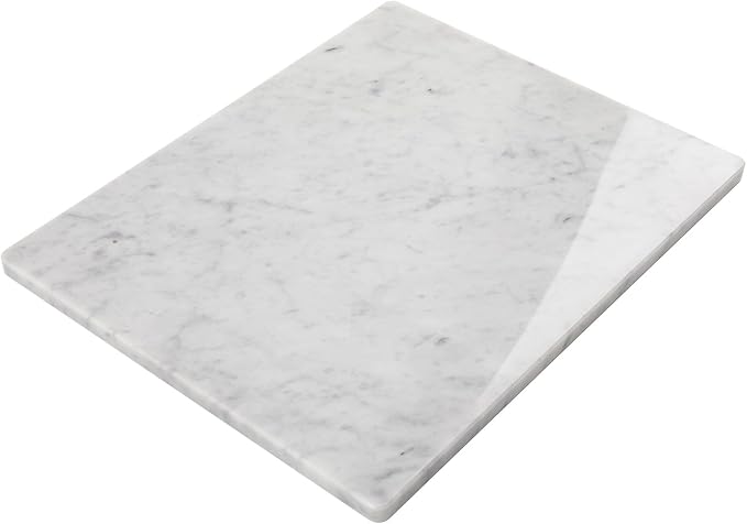 Lovdeco Carrara Marble Cutting Board 20x16 Inch, Pastry Board For Kitchen, Large White Marble Slab Gift With Non-Slip Feets, 1 Piece