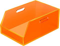 Gelite Stackable Storage Bins Open Front Organizer Bins with Handles Acrylic Storage Container for Pantry Kitchen Cabinet Bathroom Closet Office Organization, 15.4x11.4x6.7'', Neon Orange