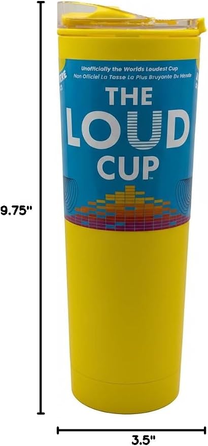 The LoudCup Blow Horn Tumbler, Cheer & Sip 2-in-1 Reusable Water Bottle with Built-In Horn for Sports Games, Tailgates, Parties & Events, BPA-Free, 23 oz, Sunshine Yellow