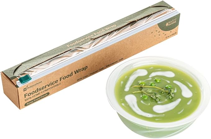 Restaurantware Basic Nature 12" x 200' Food Wrap 1 Microwavable Cling Wrap - With Built-In Slide Cutter Freezable Clear Plastic Kitchen Food Wrap Durable For Restaurant Cafes And Delis