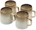Yellowstone 4-Pc Rainwater Mug Set – Durable Stoneware Coffee Mugs with Reactive Glaze Finish, 13 oz, Microwave & Dishwasher Safe – Rustic Modern Design for Everyday Use