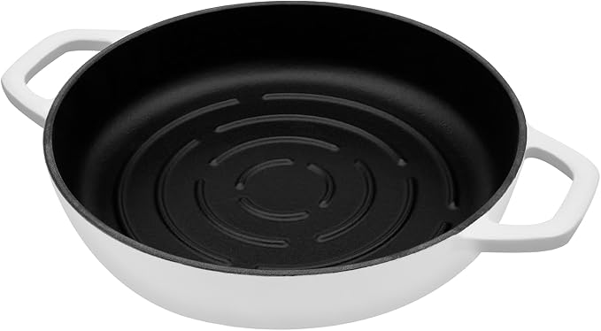 Flavehc Bread Oven Cast Iron Bread Dutch Oven with Cloche Lid for Bread Baking White Enameled Cast Iron Bread Oven with Dome Lid for Sourdough, 9.8 Inches