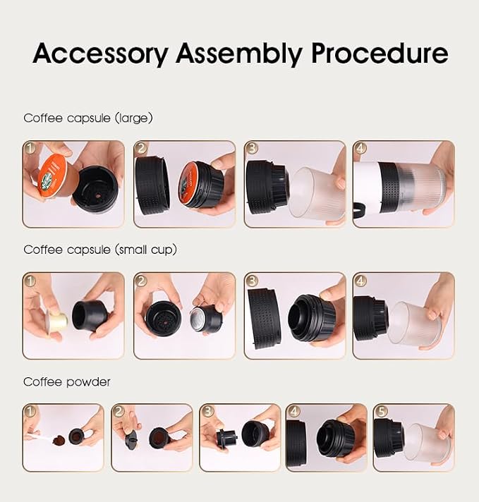 Portable Electric Espresso Machine - Self-Heating Travel Coffee Maker with USB-C, Compatible with Ground Coffee, NES & DG Capsules | Ideal for Camping, Car, Office, & Hiking