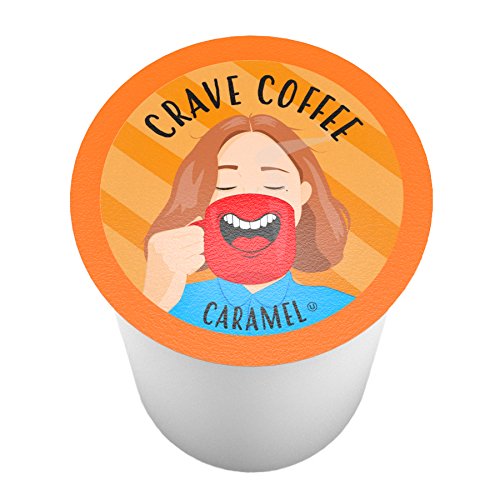 Crave Beverages Flavored Coffee Pods, Compatible with Keurig K-Cup Brewers, Single Serve Caramel, 100 Count