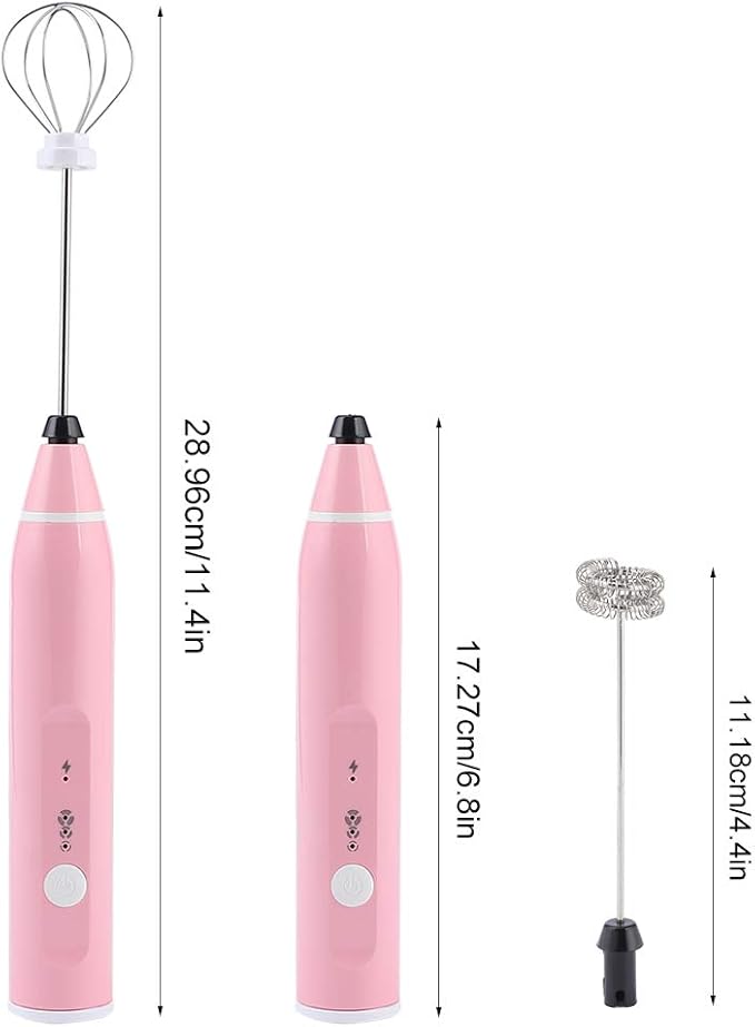 Rechargeable Milk Frother Handheld Egg Beater USB Electric Coffee Mixer For Stirring Eggs, Butters, Milks, Soup, Sauce And More Intelligent 3 Speed Settings ()