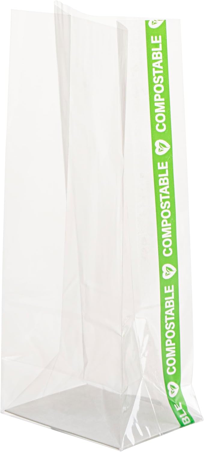 Resturantware Plastic Gusset Bags 100 Count 2" x 1 1/2" x 5" Wicker Dispensing Bottom Gusset Clear Plastic Bags Heat Sealable For Sourdough Bread Cookies Pastries Rolls For Home Bakers And Bakeries