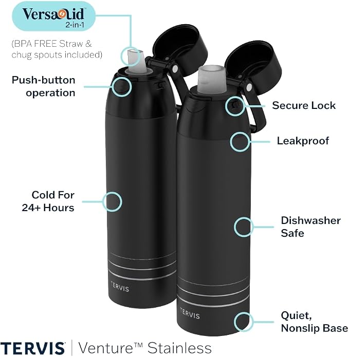 Tervis Venture Water Bottle Sara Berrenson - Kalani Peacock Triple Insulated Tumbler Travel Cup Keeps Drinks Cold & Hot, 26oz, Stainless Steel