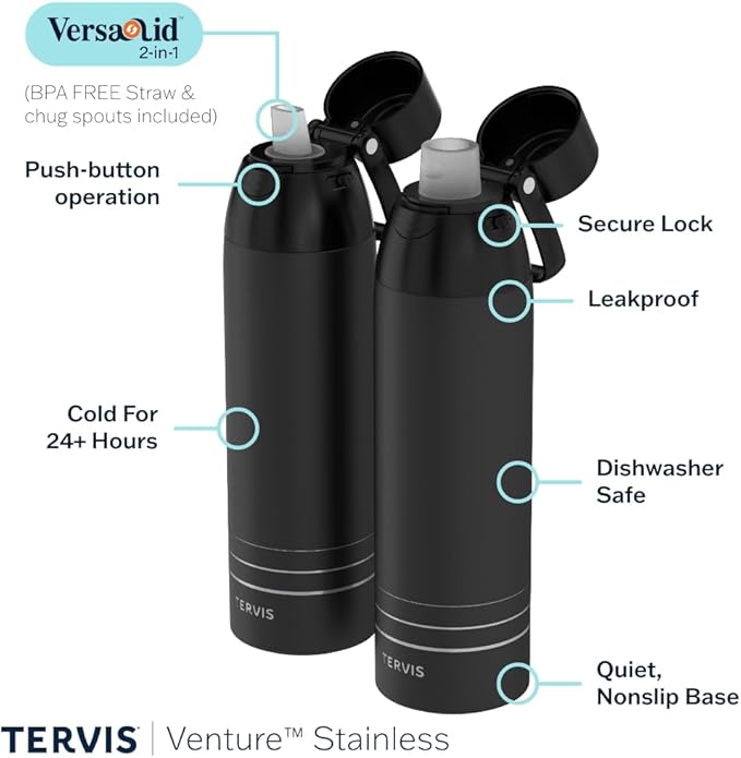 Tervis Venture Water Bottle Sara Berrenson - Kalani Peacock Triple Insulated Tumbler Travel Cup Keeps Drinks Cold & Hot, 36oz, Stainless Steel