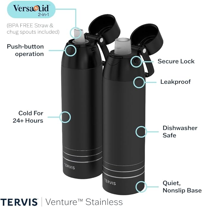 Tervis Venture Water Bottle Peanuts - Snoopy Maxiumus Triple Insulated Tumbler Travel Cup Keeps Drinks Cold & Hot, 26oz, Stainless Steel
